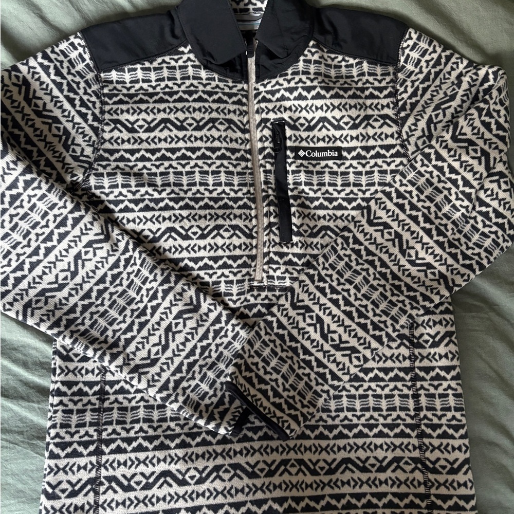 Columbia Sportswear Quarter Zip Black Printed Pullover - Men’s Size Medium